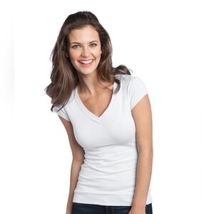 White V-neck Banded bottom fitted District tshirt